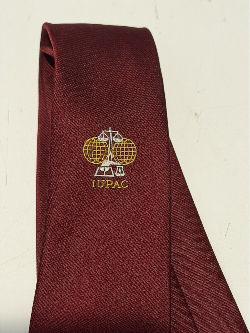 Mens Shepher & Woodward Burgundy Tie Embroidered Logo For IUPAC